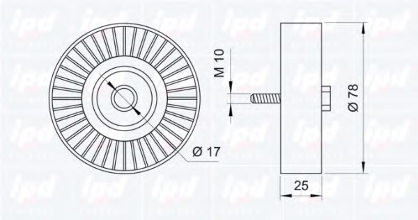IPD 15-0649 Deflection/Guide Pulley, v-ribbed belt